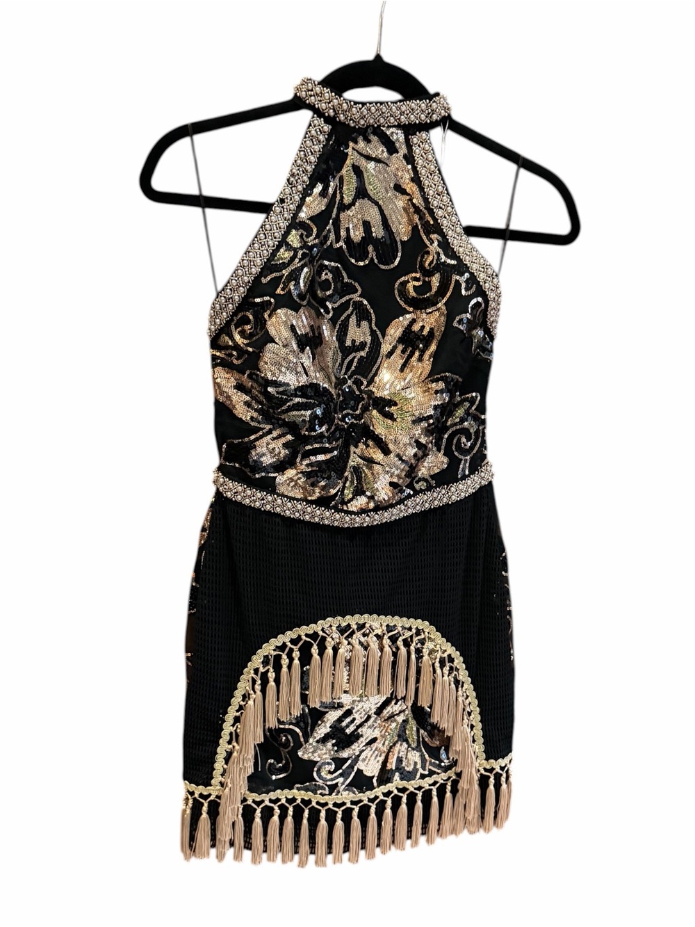 NWT 12th TRIBE Like Gold Dust Sequin Fringe Dress Festival S - Picture 4 of 16
